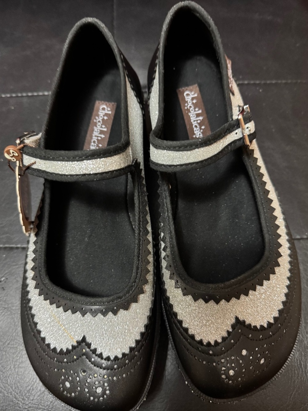 Hot Chocolate Double Cream Glitter Mary Janes NWT